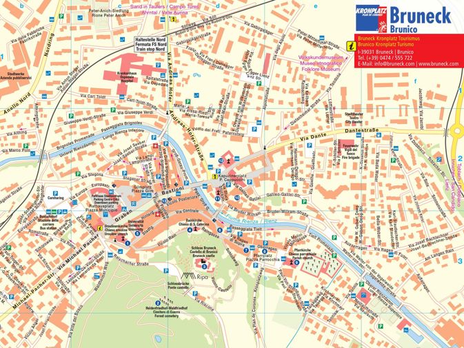 bruneck karte Stadtplan Bruneck, Straßenkarte und Stadtplan von Bruneck am Kronplatz